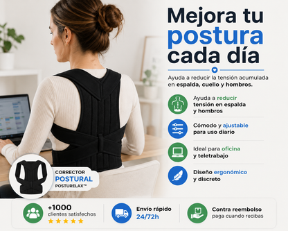 POSTURELAX™ — Corrector de Postura Ergonómico con Resultado desde el Primer Día