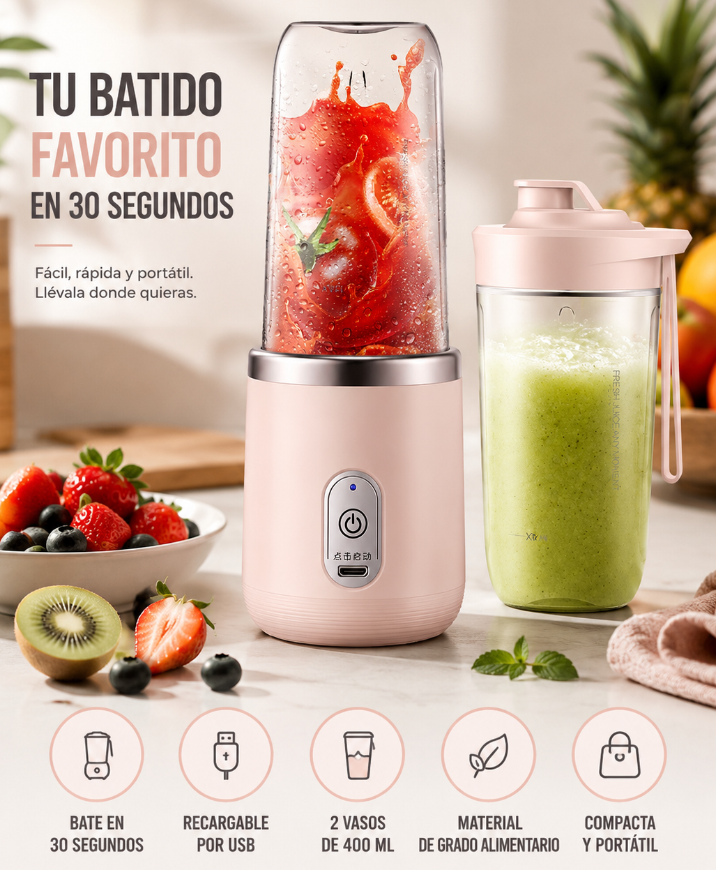 🥤 Tu smoothie favorito, listo en 30 segundos.