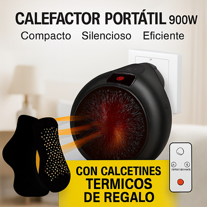 EcoHeat Remote - Calefactor Portátil con Mando y Temporizador + Calcetines Térmicos de REGALO