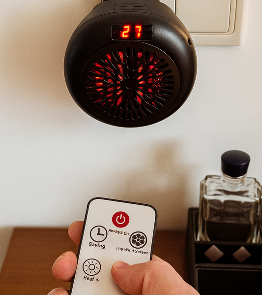 EcoHeat Remote - Calefactor Portátil con Mando y Temporizador + Calcetines Térmicos de REGALO