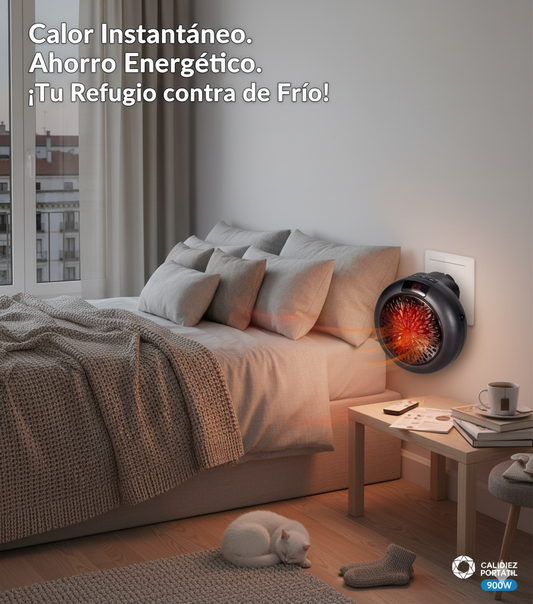 EcoHeat Remote - Calefactor Portátil con Mando y Temporizador + Calcetines Térmicos de REGALO